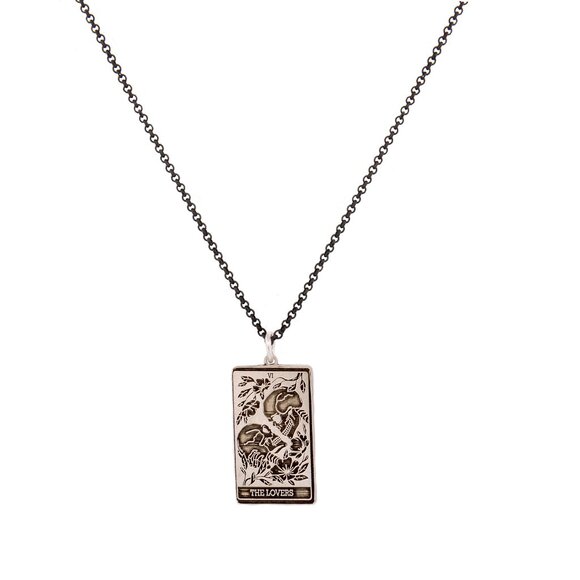 THE LOVERS Tarot Card Necklace, Sterling Silver Tarot Necklace, Tarot Jewe… - Picture 2 of 4